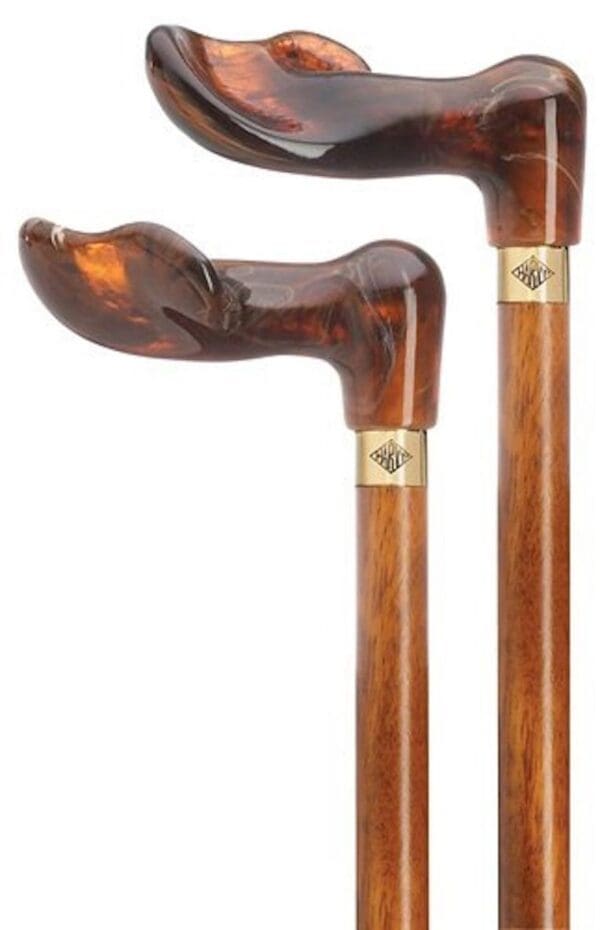 Cherry Palm Grip Cane With Fashionable Amber Handle Item #DHAR-9787100