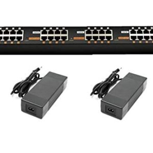 A black power strip with two different types of power supplies.