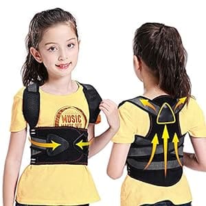 A girl wearing a back brace for her posture.