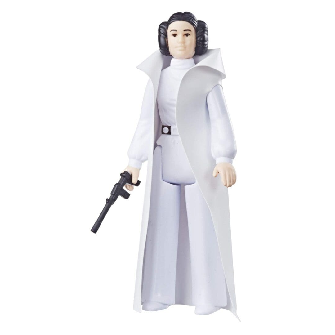 A star wars action figure is posed to look like leia.