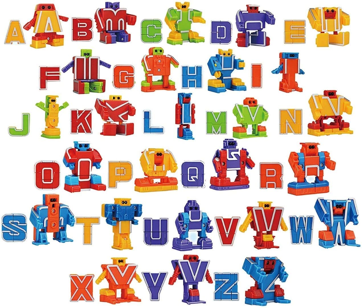 A set of alphabet letters made to look like robots.